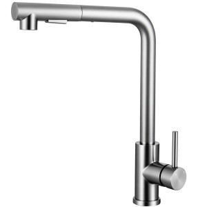 AICA Wasserhahn Silber Hochdruck Küchenarmatur mit Brause Ausziehbar 360° Zwei Sprühfunktionen 304 Edelstahl Mischbatterie Spültischarmatur