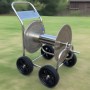 Relaxdays Schlauchwagen Edelstahl Silber Fahrbar 100 cm x 73 cm x 57 cm 23,8 kg_3