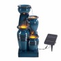 Teamson Home 4-stufiger Gartenbrunnen mit Solar und LED in Blau. Dekorativer Kaskadenbrunnen für den Außenbereich.