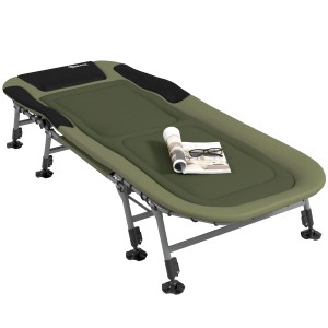 Grünes Outsunny Campingbett aus Stahl mit Oxford-Gewebe, Liege mit verstellbarer Rückenlehne.