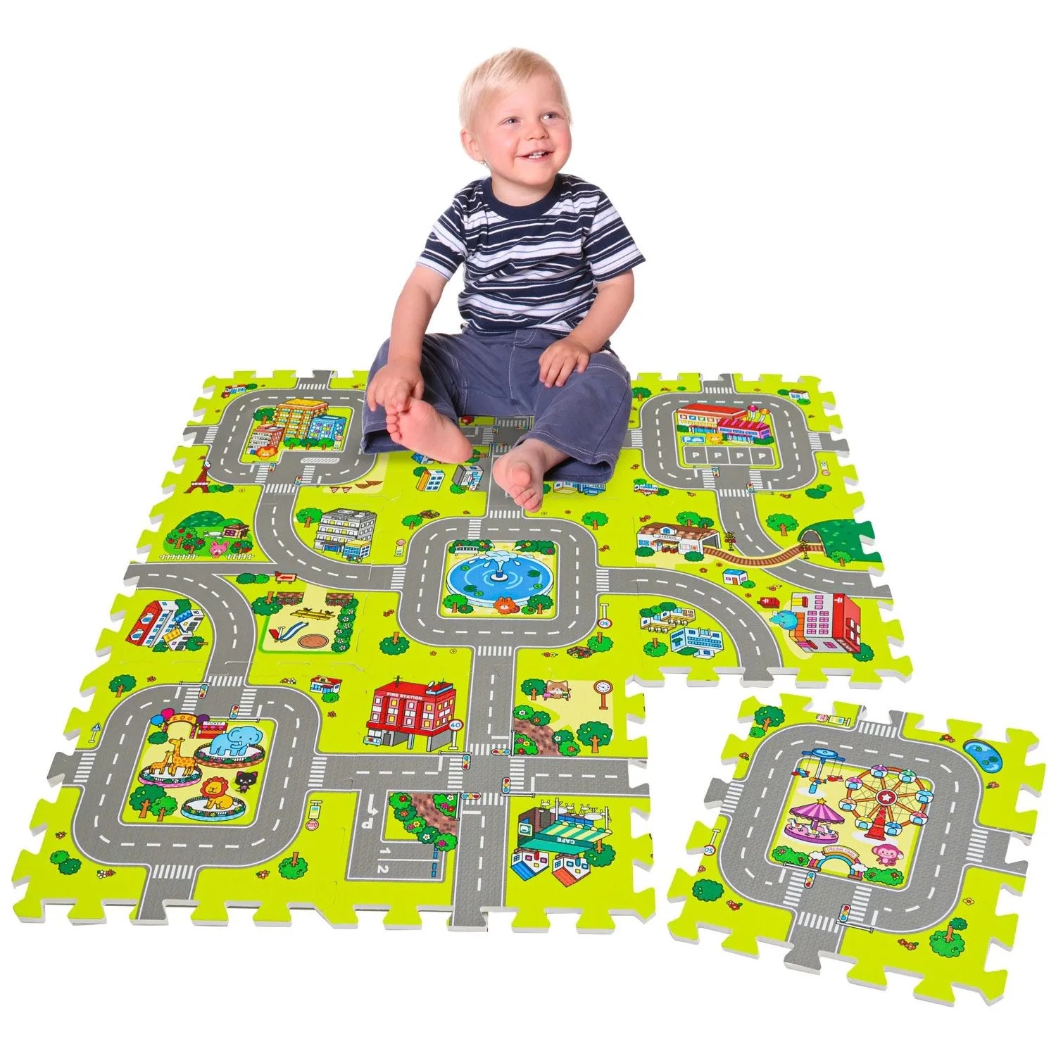 LittleTom Straßen Puzzlematte 9 Teile 30 x 30 cm Spielstraße