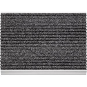 Anthrazitfarbene Fußmatte Lincon mit Alu-Rips, 48x78 cm, für den Eingangsbereich.