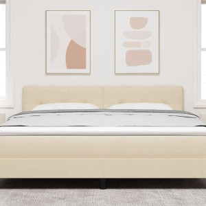 vidaXL LED Kopfteil mit LED-Lichtleisten Creme 180 cm Polyester 3338153