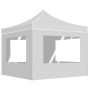 Weißes, faltbares 2x2 m Partyzelt mit Wänden und Aluminiumrahmen für den Garten.