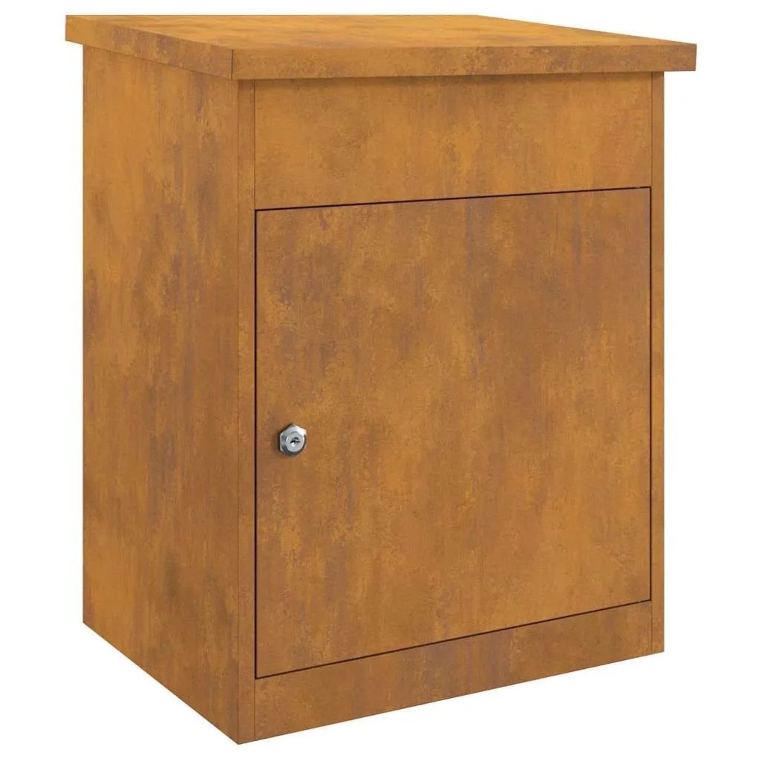 DELUKE Paketbox KILI Mit Speicher Rostig 47,5x38x59cm Cortenstahl Paketkasten Paketbox Für Zuhause Kasten Für Pakete