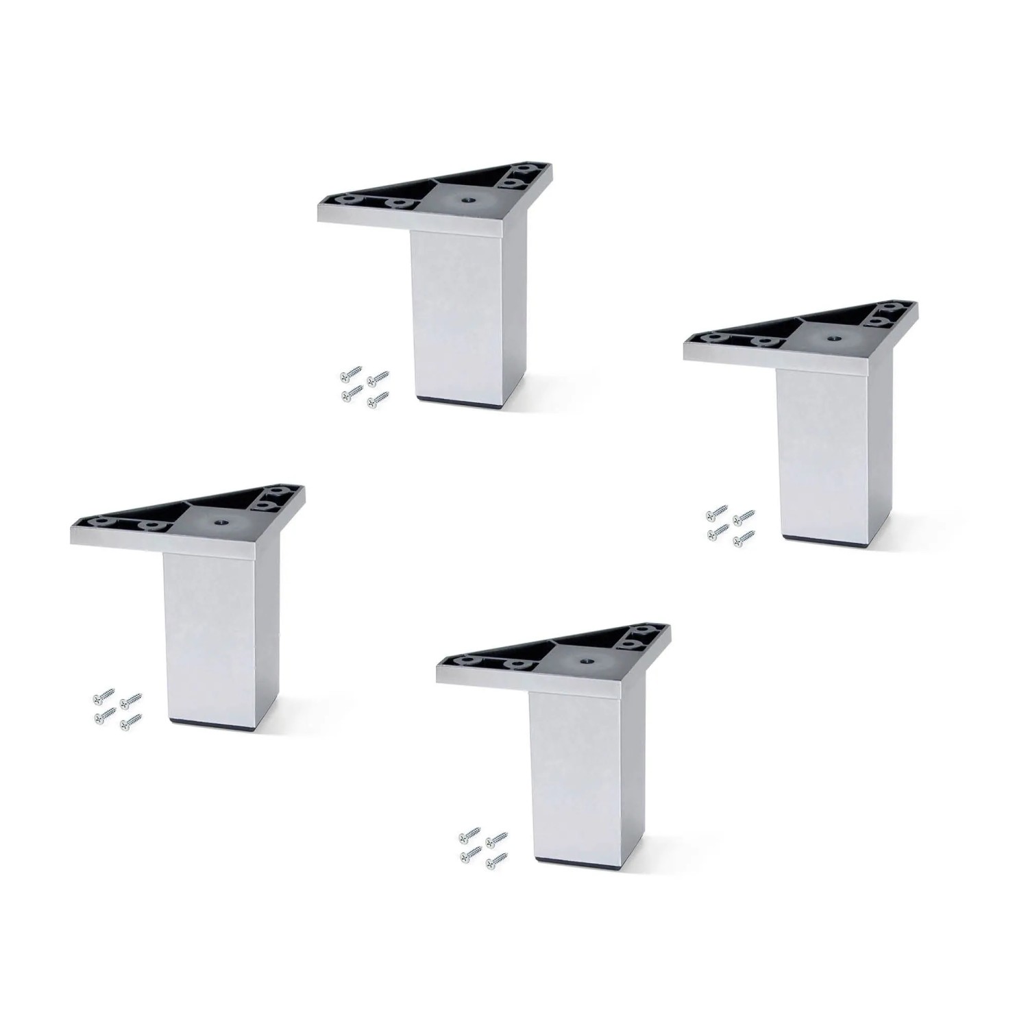 Emuca Lot von 4 Möbelfüße Alumix 1 Höhe 80mm Kunststoff Metallic Grau