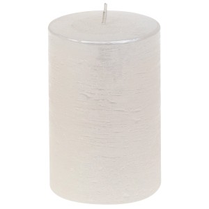 Steinhart Stumpenkerze Rustic-Glanz Gegossen Ø 6,8 cm x 10 cm Weiß