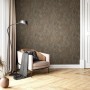 Newroom Vliestapete Fozia Black Copper mit Grafikmuster im modernen Wohnraum.