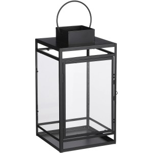 Schwarze Mica Decorations Laterne Storm aus Metall und Glas, 19x19x36 cm.