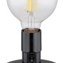 Schwarze Globo Tischlampe Johanna mit E27 Fassung und klarem Leuchtmittel.