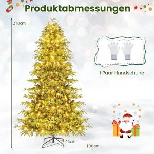 Costway Künstlicher Weihnachtsbaum mit Beleuchtung Tannenbaum 210cm