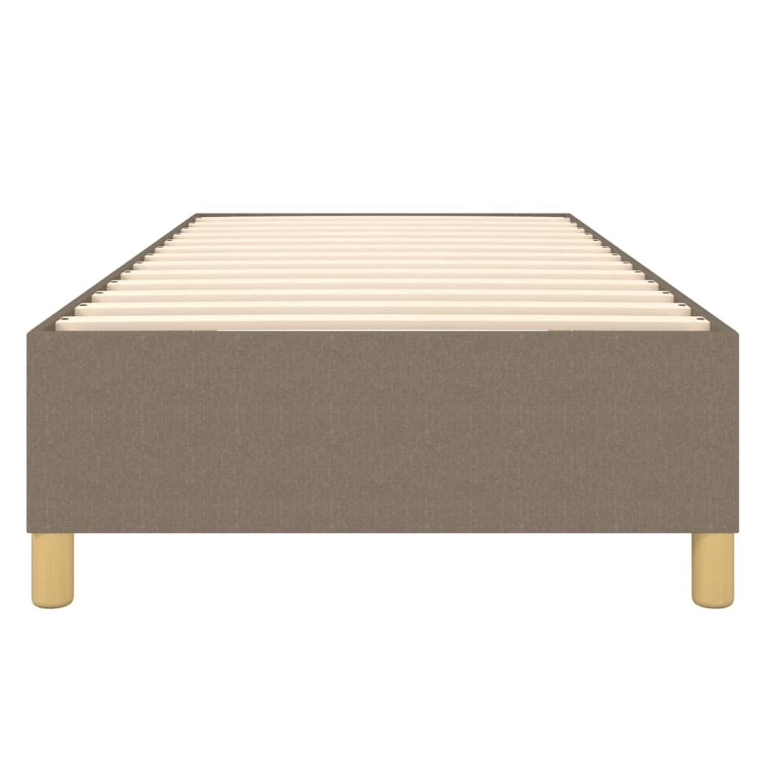 vidaXL Boxspringbett, taupefarbener Stoff, 90x190 cm. Bett mit Lattenrost und Füßen.