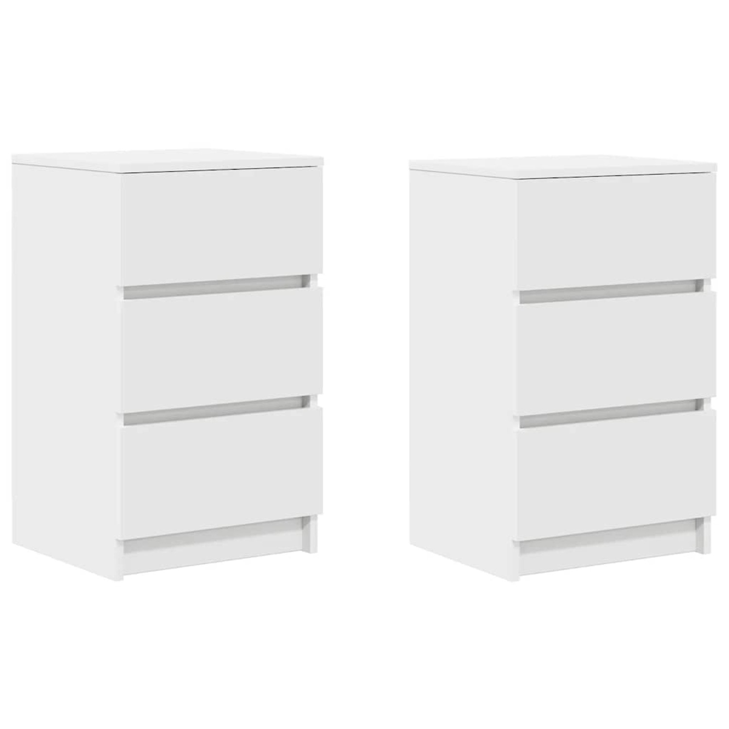 vidaXL Nachttische mit 3 Schubladen 2 Stk, Weiß 39x35x65 cm 861338 günstig online kaufen