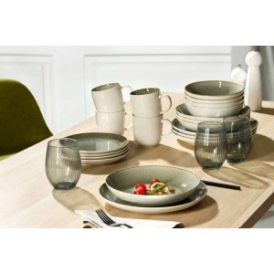 Ritzenhoff & Breker Giada Tafelservice, 8-teilig. Geschirrset mit Tellern, Schalen, Tassen und Gläsern in Graugrün.