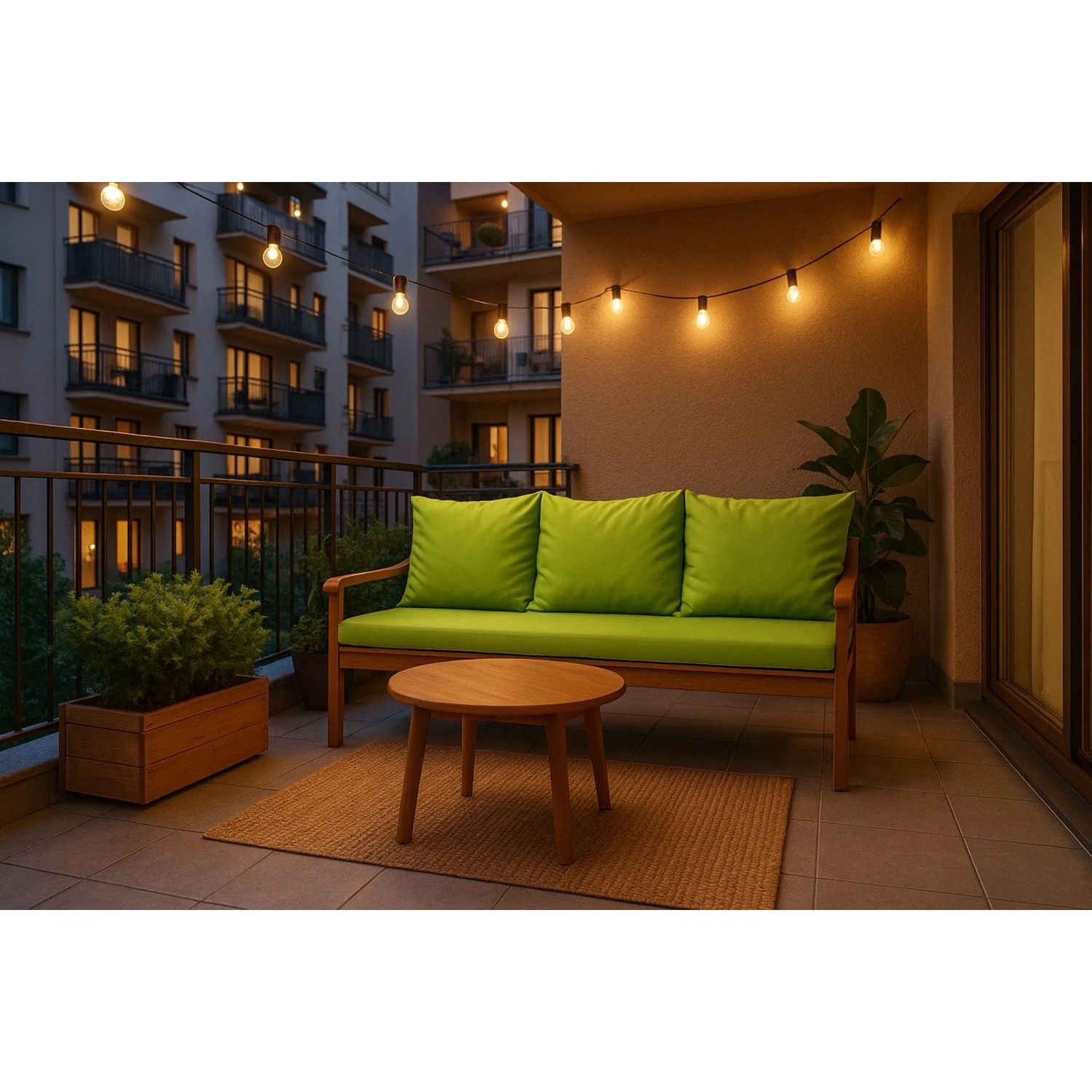 Setgarden Bankkissen Lemon: 2-Sitzer Gartenbank mit grünen Kissen und Auflagen.