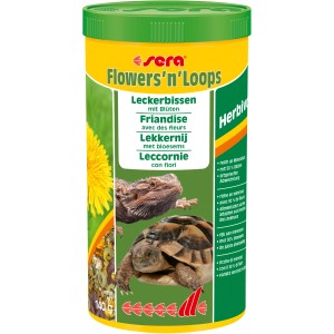 Sera Reptilienfutter Flowers and Loops Nature, 1000ml Dose mit Blüten und Loops für Reptilien.