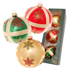 Krebs Glas Lauscha Weihnachtskugeln Schneeflockendekor Traditionell Mehrfarbig 8cm