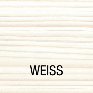 Holzbeize Weiß von Bondex, Farbansicht auf hellem Holz mit Maserung.