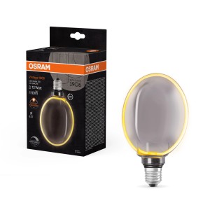 Osram LED-Lampe Globe G130 E27, dimmbar, 4W, 1800K. Dekorative Vintage-Glühbirne mit warmweissem Licht.