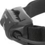 Detailaufnahme: Schwarze Ledlenser H4 Stirnlampe mit flexiblem Kopfband. Ideal für Sport & Heimwerken.
