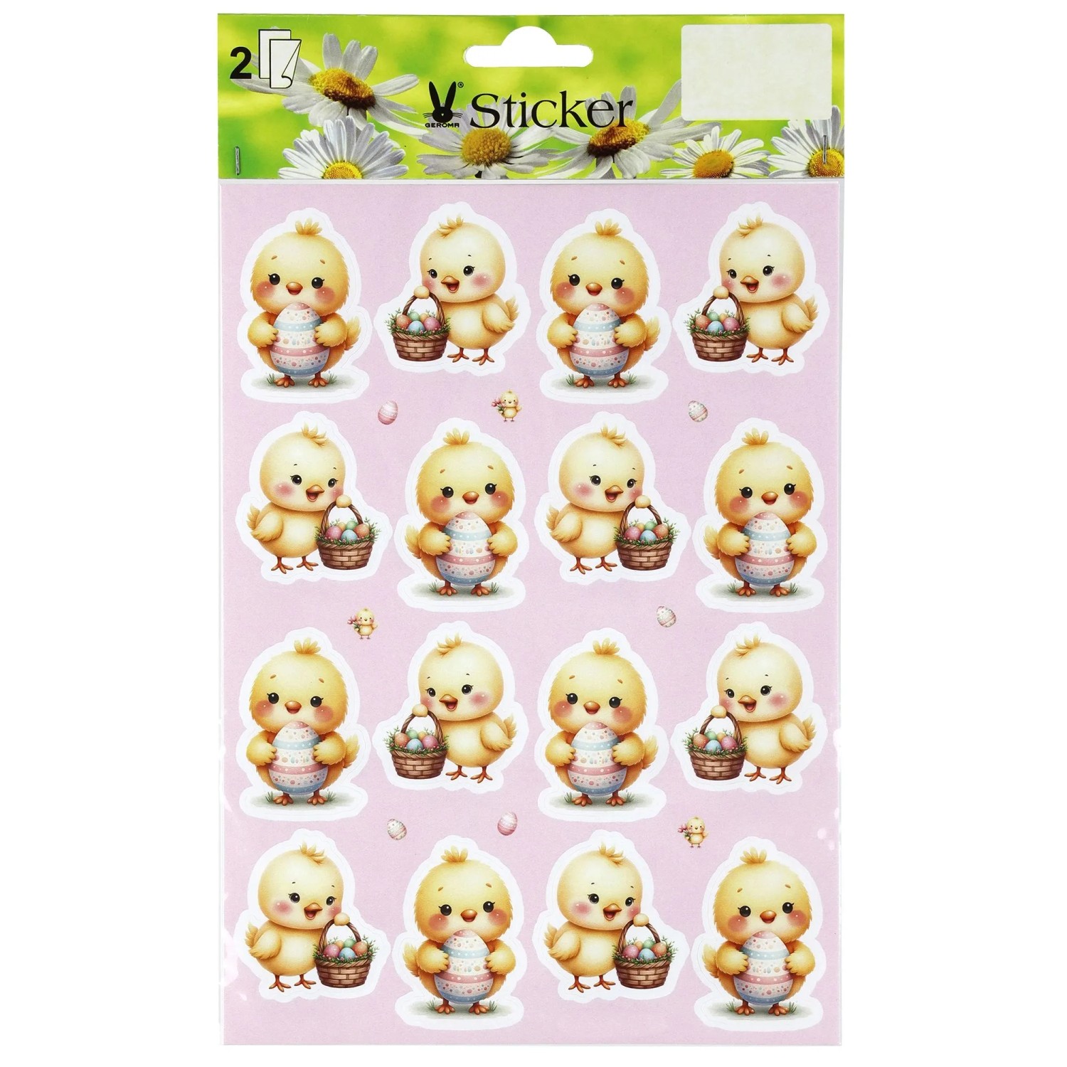 Osterdeko-Sticker mit Küken 2 Bögen 4 cm - 5 cm Mehrfarbig