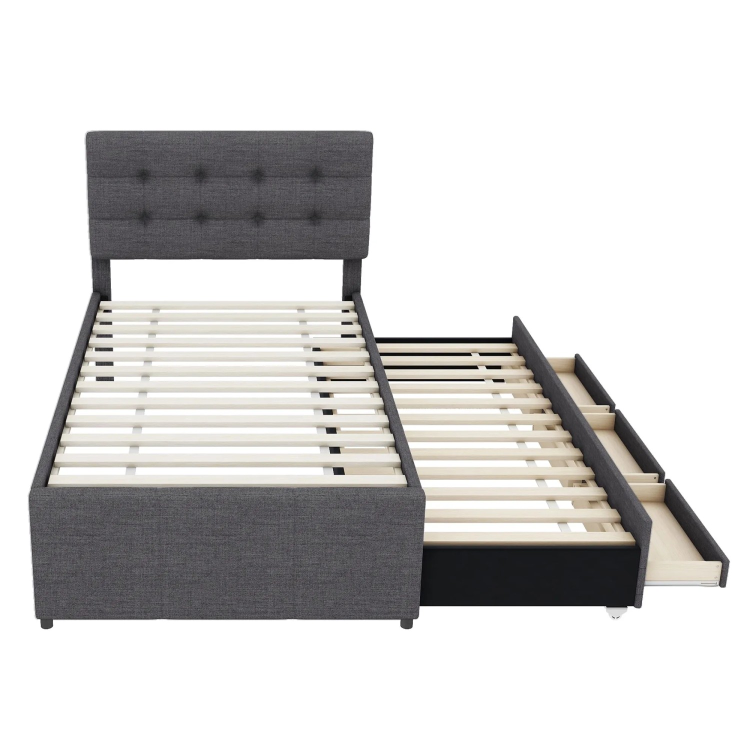 okwish Polsterbett 90x200cm mit Schubladen Schlafzimmer Grau ohne Matratze
