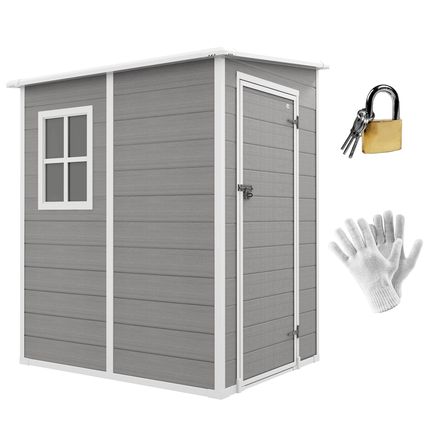 Outsunny Gartenhaus Aluminiumlegierung Kunststoff Grau 122L x 149B x 192H c günstig online kaufen