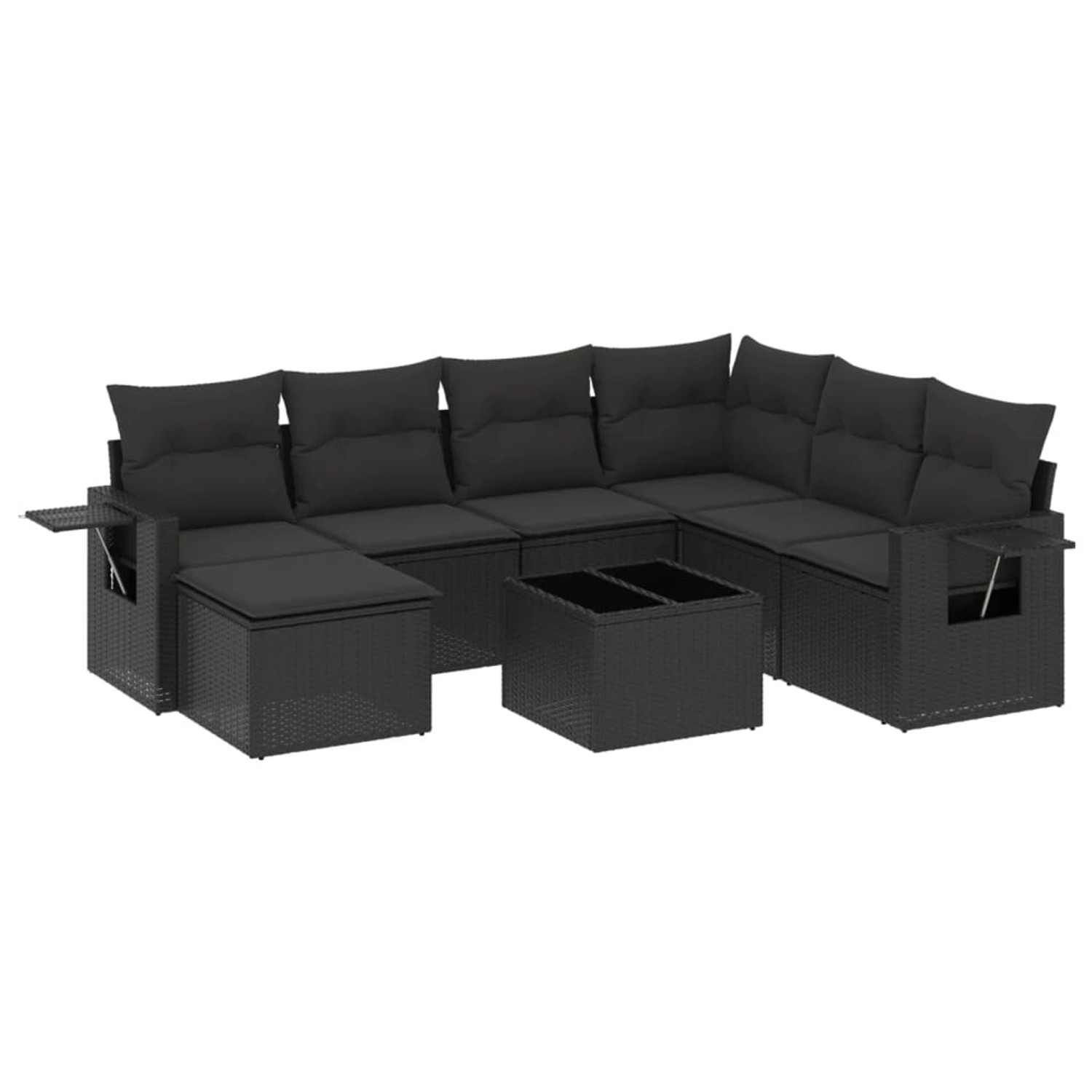 vidaXL 8-tlg Garten-Sofagarnitur mit Kissen Schwarz Poly Rattan Modell 174 günstig online kaufen