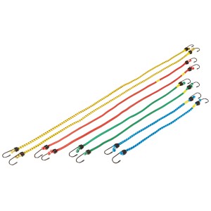 Gummi-Expander Set, 8-teilig, verschiedene Längen und Farben mit Metallhaken für Reise & Transport.