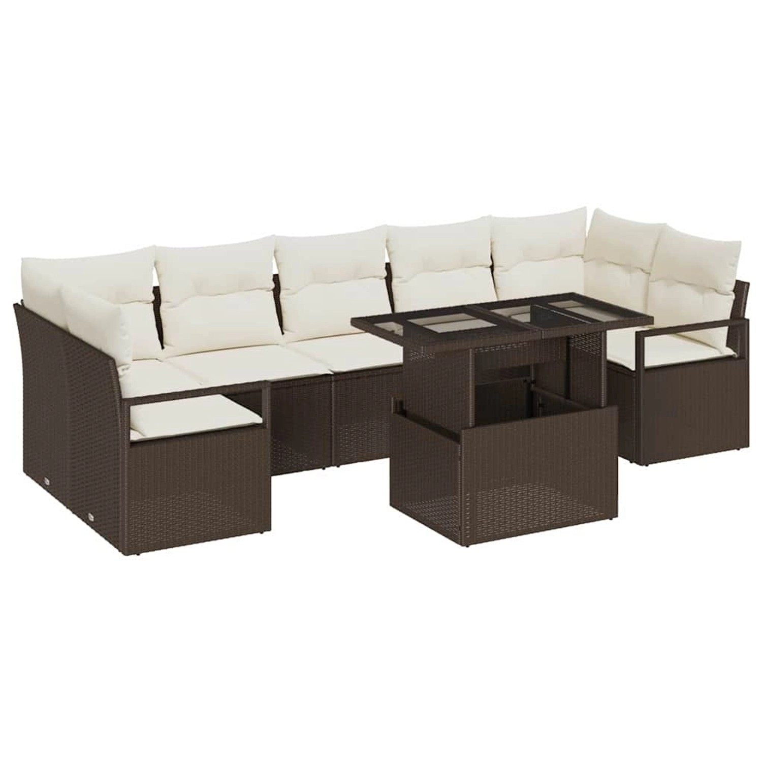 vidaXL Garten-Sofa-Set mit Speicher 8-Tlg Braun Poly Rattan 3357511 günstig online kaufen