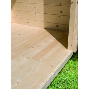 Karibu Fußboden aus Fichte-Massivholz für Gartenhaus, Sockelmaß 298x242 cm.