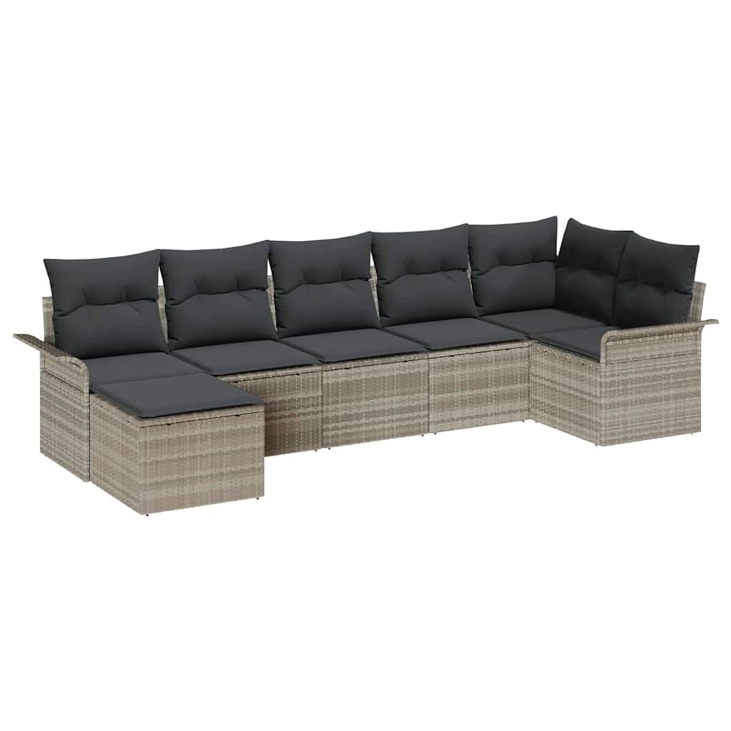 vidaXL Garten-Sofa-Set mit Kissen 7-Tlg Hellgrau Poly Rattan 3354121 günstig online kaufen
