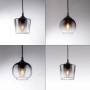 Just Light Pendelleuchte Zea, 6-flammig, schwarz, mit drei verschiedenen Rauchglas-Formen.