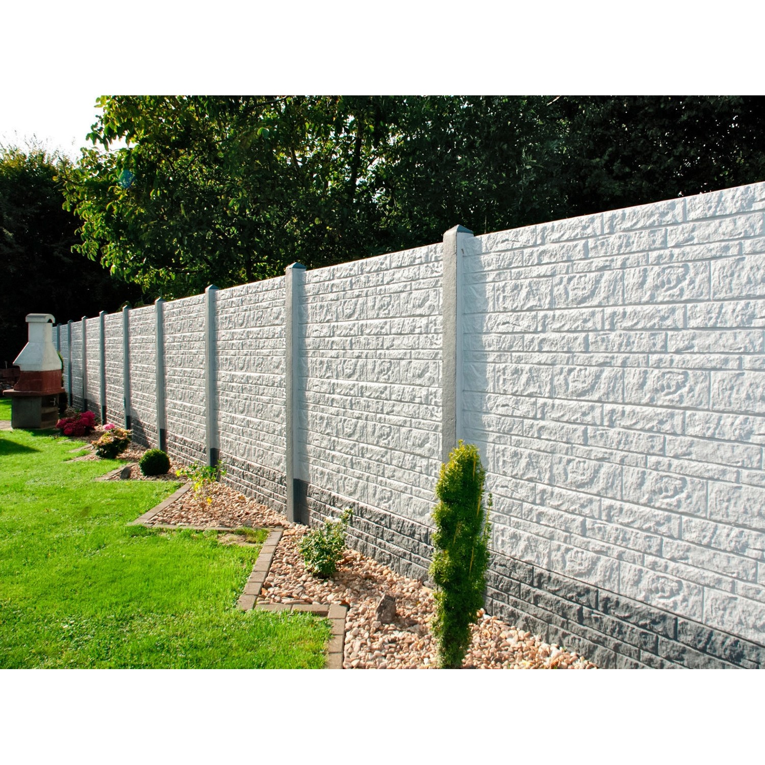 Betonzaun-Platte Fels 200 cm x 38,5 cm x 3 cm