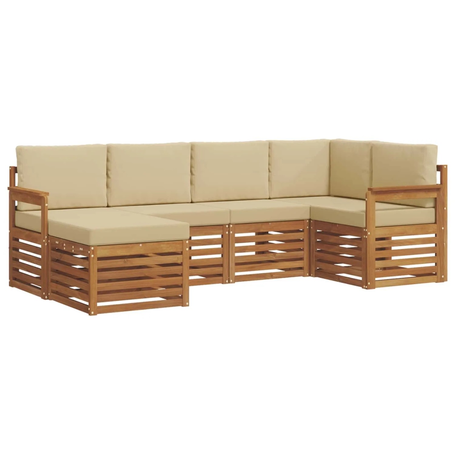 vidaXL Sofagarnituren 6 Tlg Natur und Beige Massivholz Akazie 3375078
