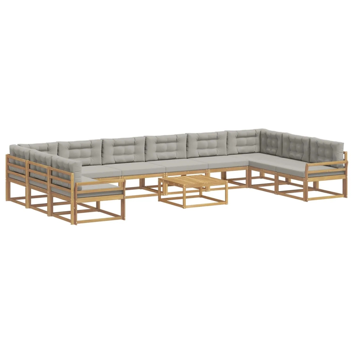 vidaXL Outdoor-Sofagarnitur mit Kissen 11 Stk Weiß und Hellgrau 3387140