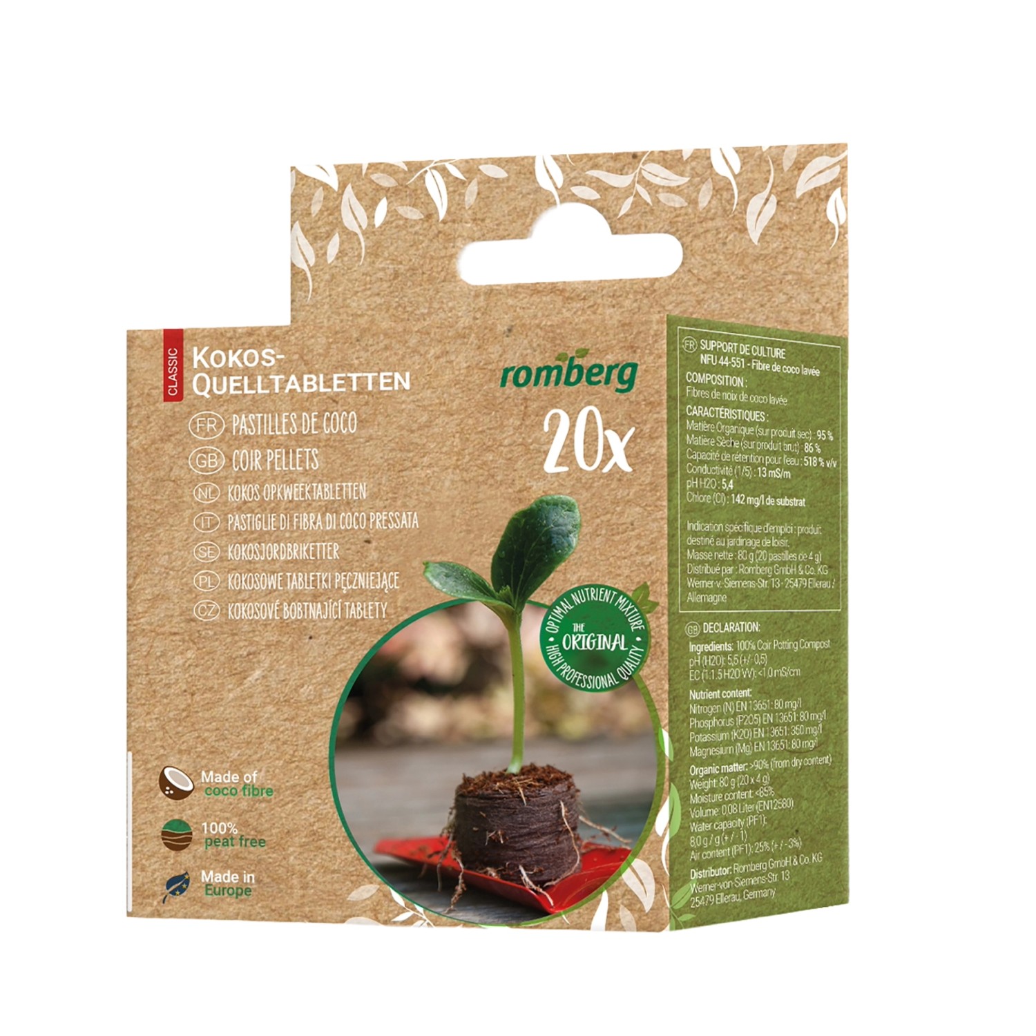 Romberg Kokos-Quelltabletten Faltschachtel 20 Stück