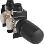 Schwarzes Quattro Ventilhahnblock Set für Heizkörper mit Thermostat und Abdeckung.