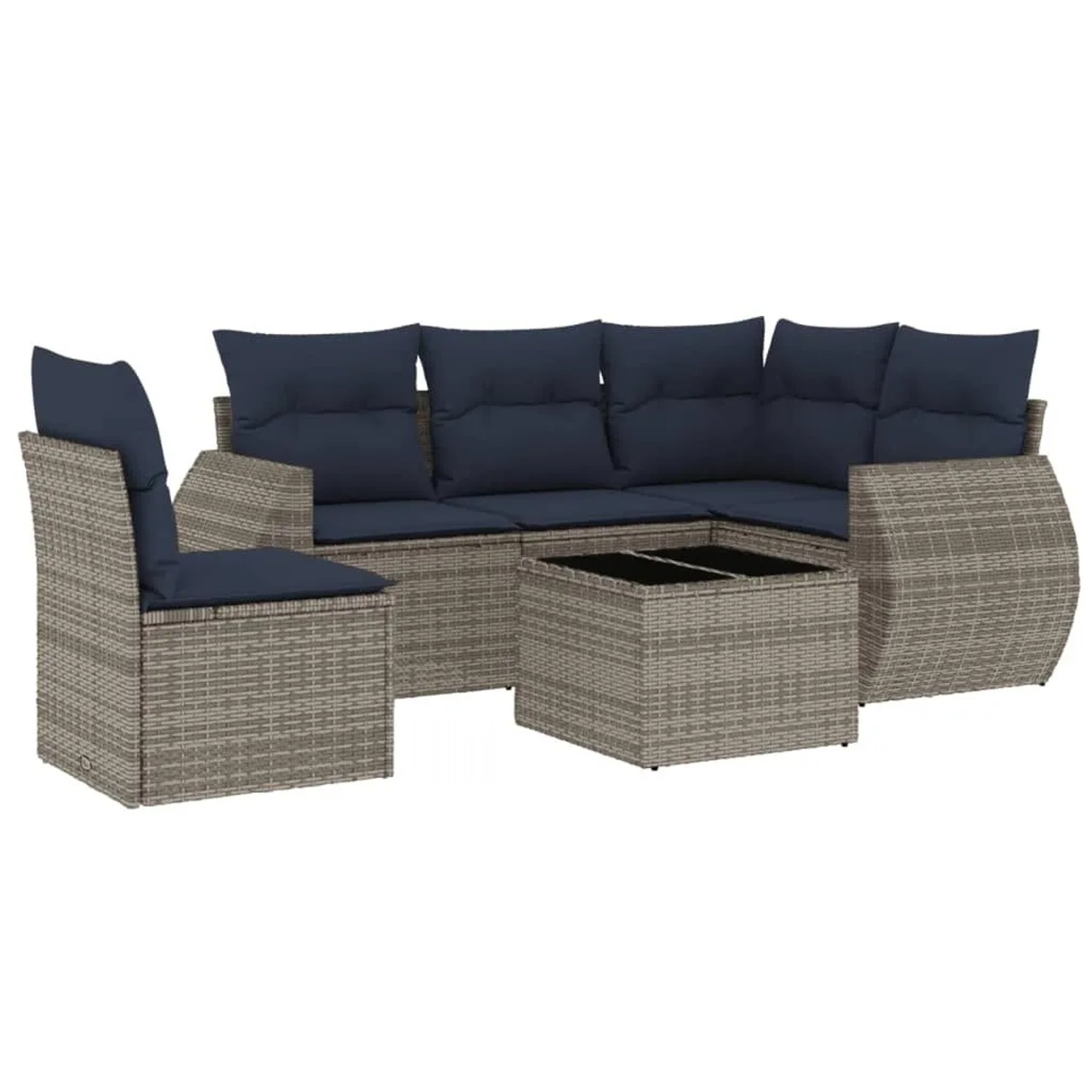 vidaXL 6-Tlg Gartensofa-Set mit Kissen Grau Polyrattan 3221380 günstig online kaufen
