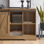 SoBuy Sideboard FSB60-BR in Braun mit Schiebetür und offenen Fächern. Ideal als Wohnzimmer- oder TV-Schrank.