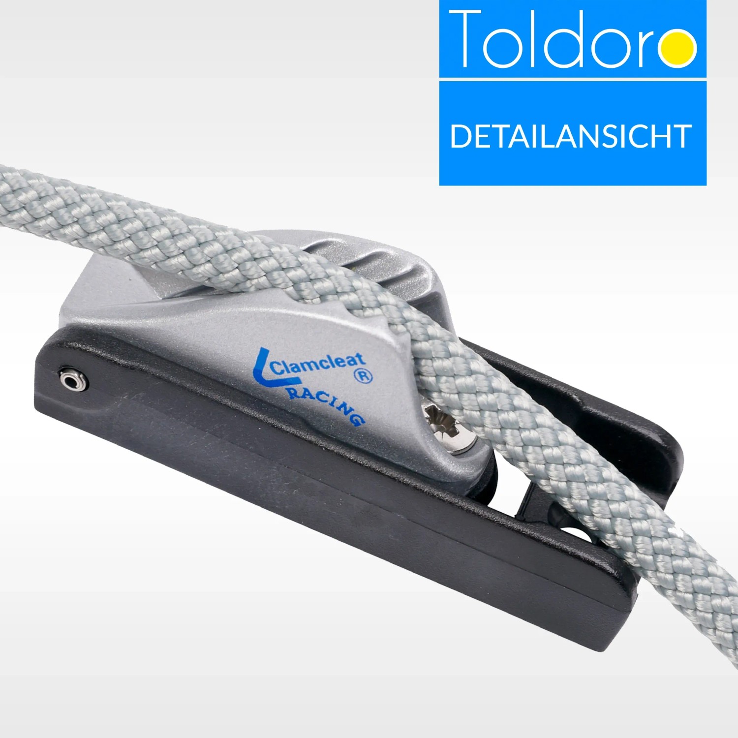 Toldoro Sicherheitsklemme CL257 für 4-6 mm Tauwerk, Detailansicht der Ruderblattklemme.
