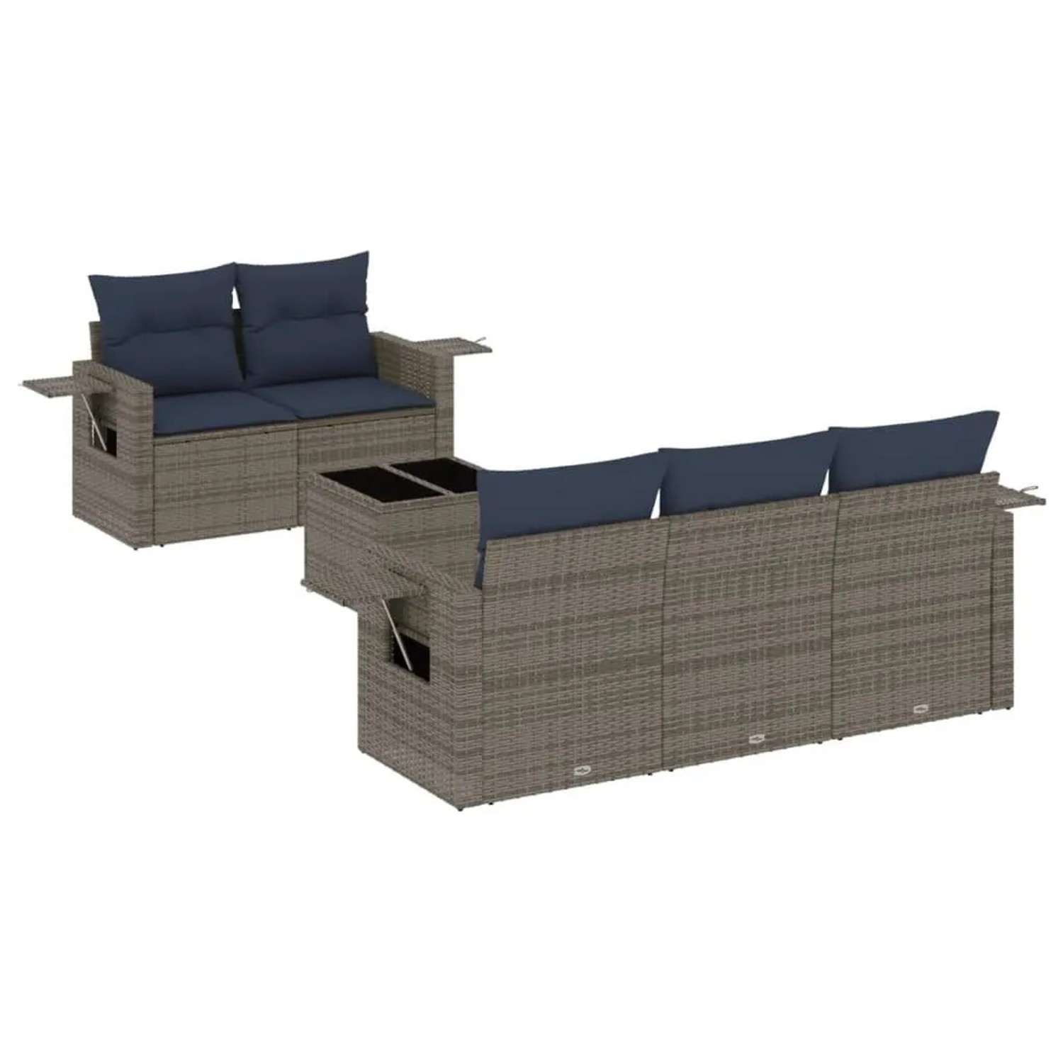 vidaXL 6-Tlg Gartensofa-Set mit Kissen Grau Polyrattan 3219900 günstig online kaufen
