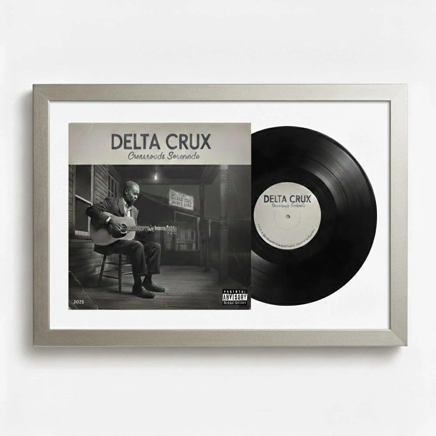 K-Möbel Schallplatten Rahmen Platin 40x60cm mit Weißem Passepartout für Vinyl & Cover