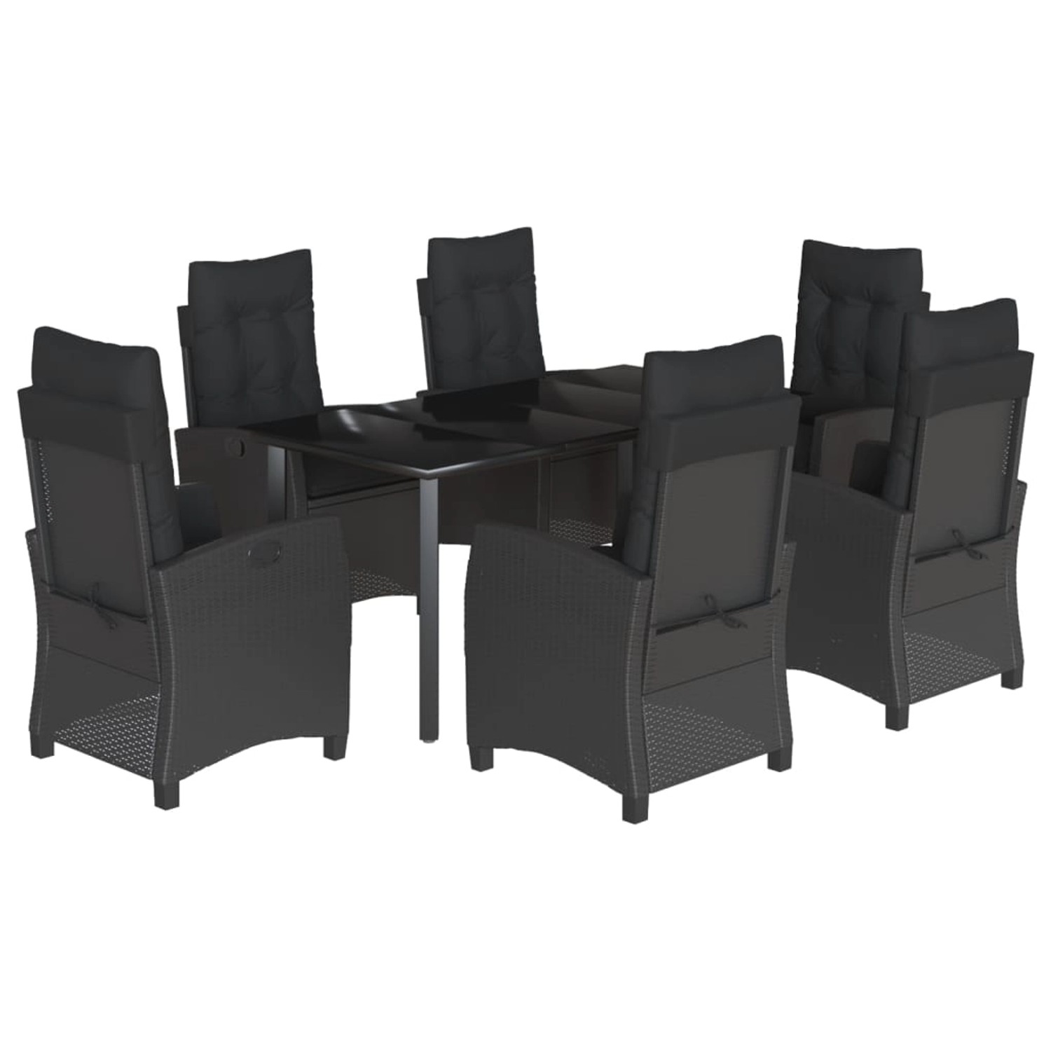 vidaXL 7-Tlg Garten-Essgruppe mit Kissen Schwarz Poly Rattan 3212757 günstig online kaufen