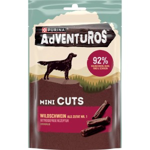 Purina AdVENTuROS Mini Cuts Wildschwein, Hunde-Belohnungssnack im 70g Beutel.