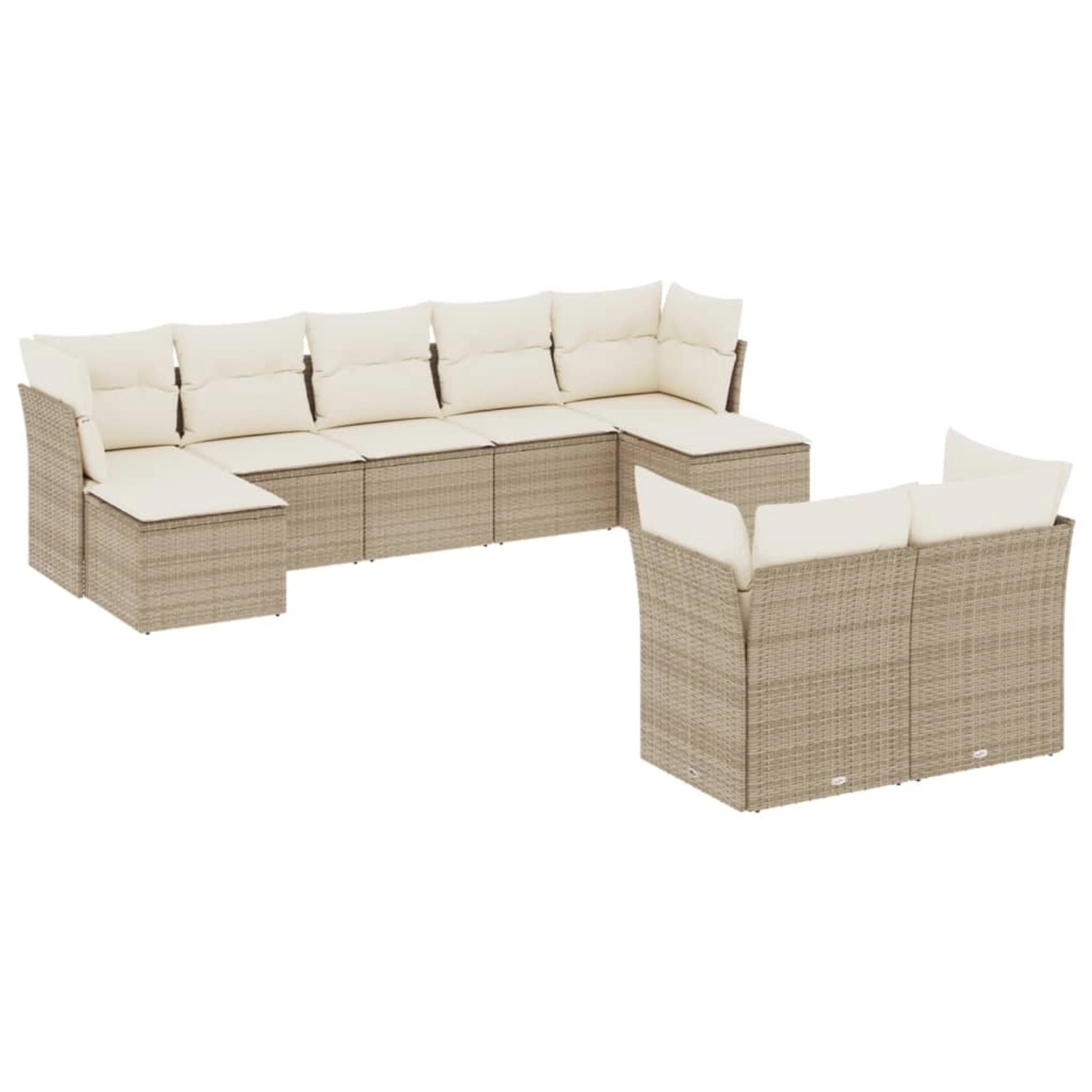 vidaXL 9-Tlg Garten-Sofagarnitur mit Kissen Beige Poly Rattan 3218308 günstig online kaufen