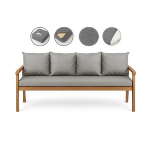 Graues Setgarden Bankkissen-Set für 3-Sitzer Gartenbank, bestehend aus Sitz- und Rückenkissen.