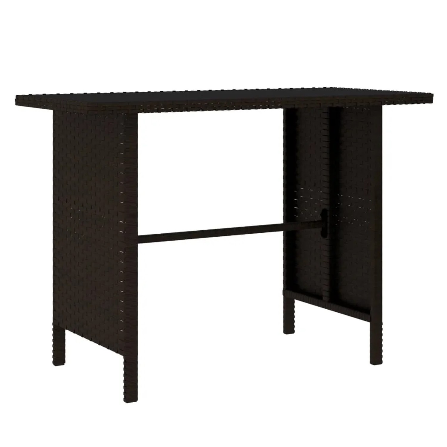 Brauner vidaXL Gartentisch aus Rattan, Teil des 4-tlg. Lounge-Sets, mit Glasplatte. Ideal für Garten und Terrasse.