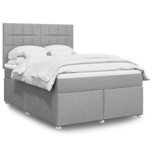 vidaXL Boxspringbett mit Matratze Hellgrau 160x200 cm Stoff 3293631