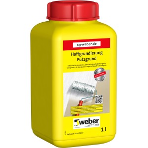 Weber Haftgrundierung Putzgrund 1L, gelber Kanister mit rotem Deckel. Voranstrich für Putze.